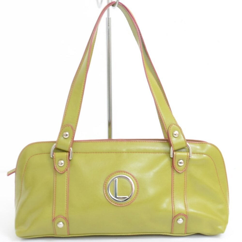 Nine West Green Pink Vegan‎ Leather Satchel Handbag Purse Retro Twee Colorful